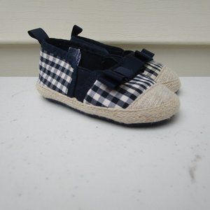 Rising Star Espadrille Bow Shoes Blue/White Gingham Print 9-12 months
